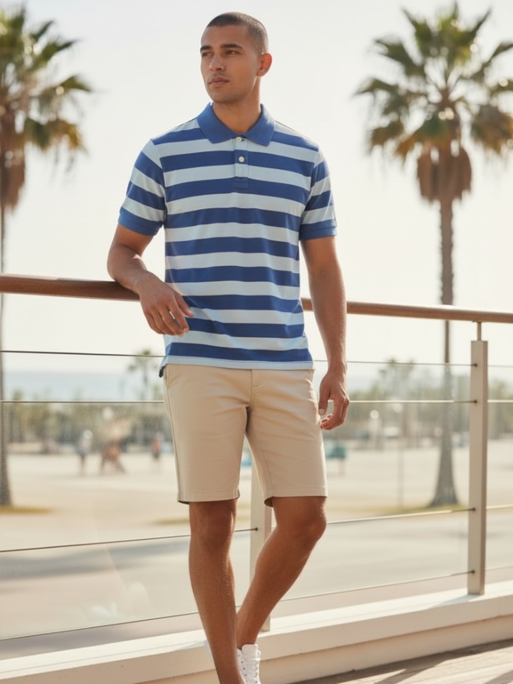 NWT Men's Stripe Collared Polo Shirt